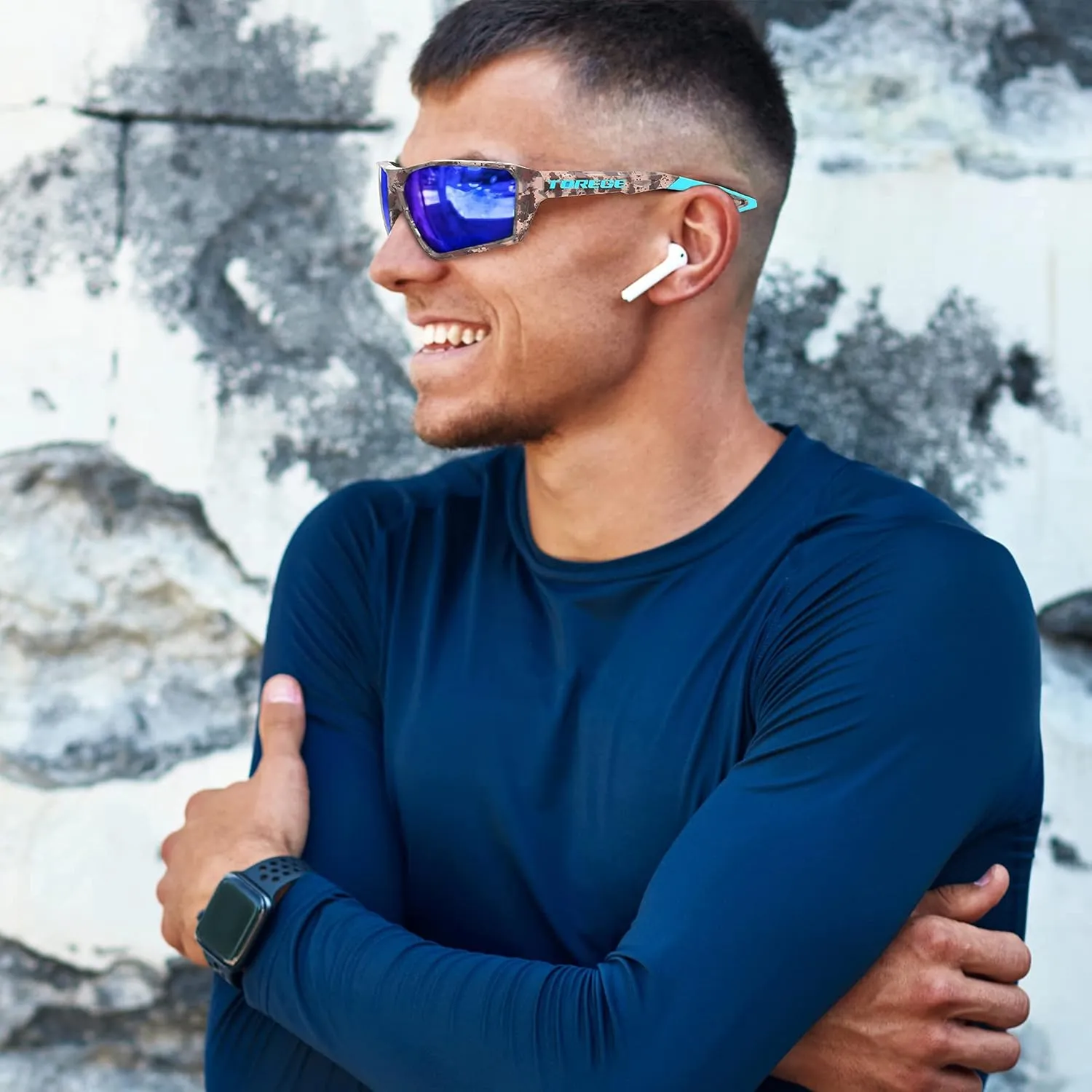 TOREGE Polarized Sports Sunglasses for Men Women Shooting Cycling Running Golf Fishing Sunglasses Durable Lens TR36