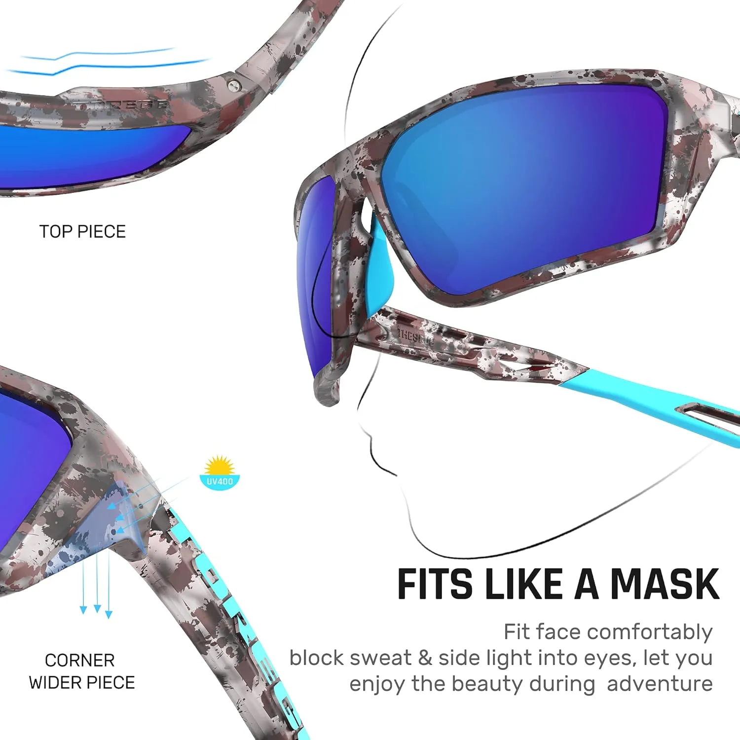 TOREGE Polarized Sports Sunglasses for Men Women Shooting Cycling Running Golf Fishing Sunglasses Durable Lens TR36