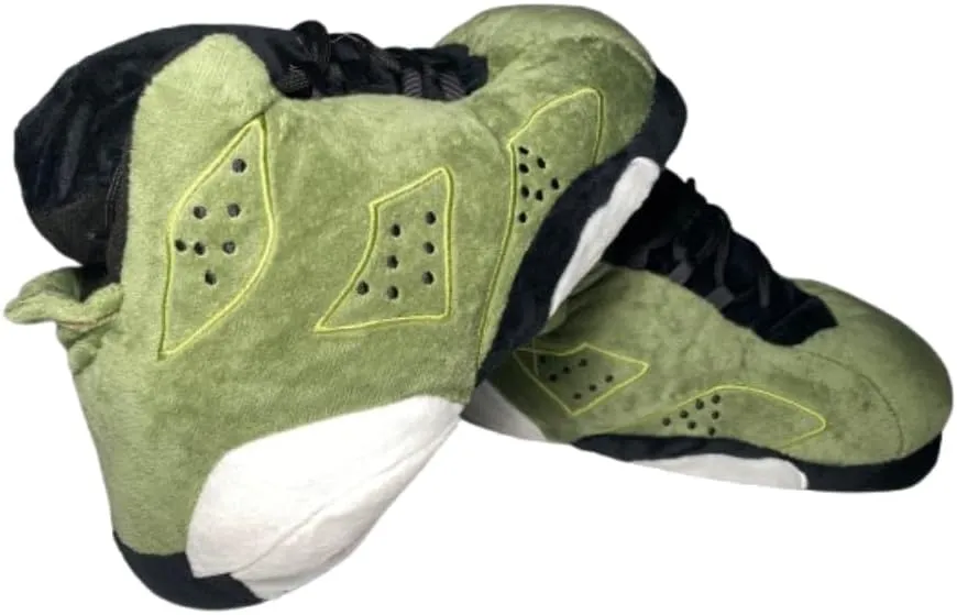 Unisex Sneaker Slippers with Plush Socks – Comfy Leather Non-Slip House Shoes for Women, Men & Kids | Big Jordan Style Tennis Shoe for Indoor & Outdoor Wear, Cozy Sneaker for All Ages