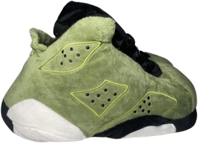 Unisex Sneaker Slippers with Plush Socks – Comfy Leather Non-Slip House Shoes for Women, Men & Kids | Big Jordan Style Tennis Shoe for Indoor & Outdoor Wear, Cozy Sneaker for All Ages