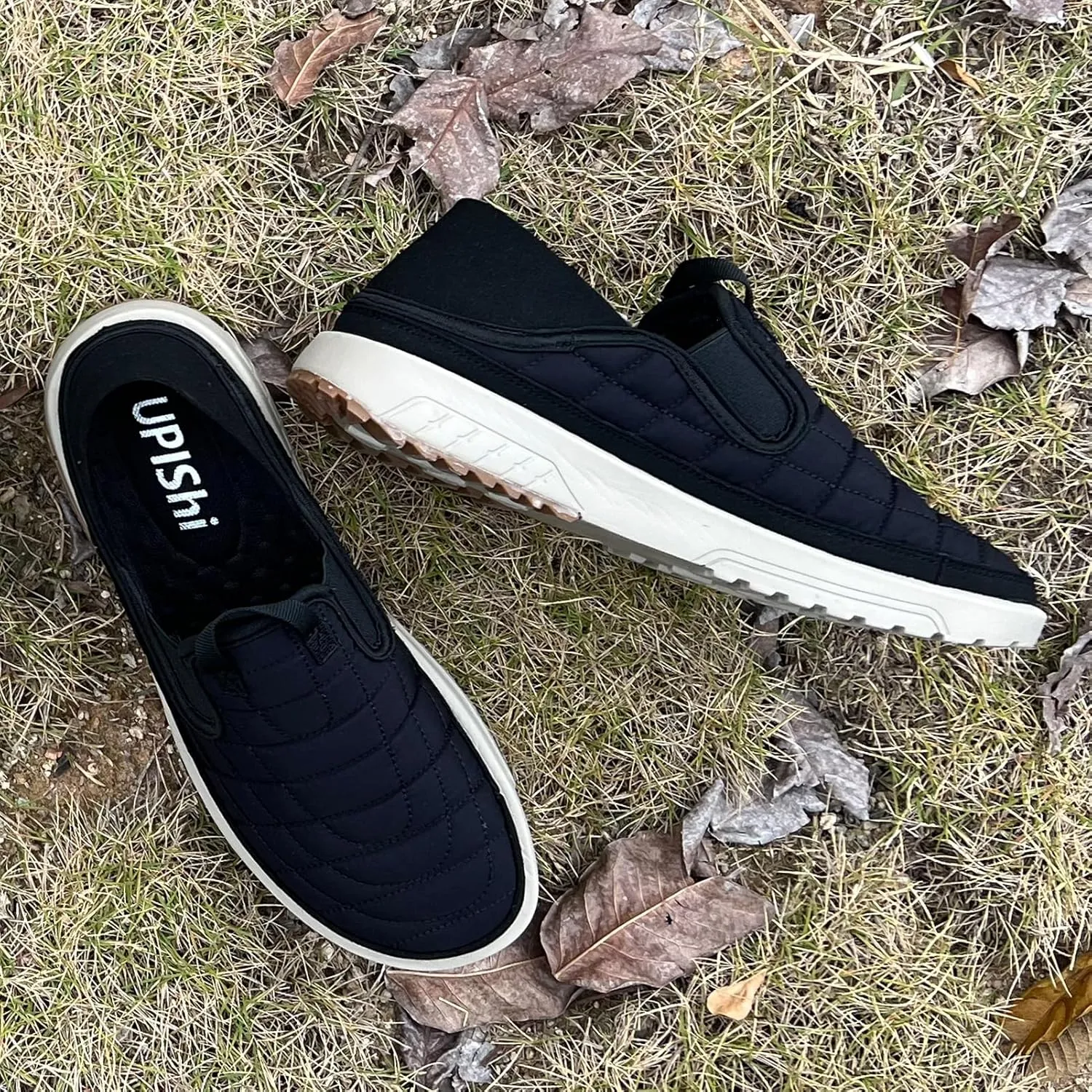 UPIShi Men's House Wide Slippers Indoor Outdoor Loafers Casual Walking Camping Slip On Shoes
