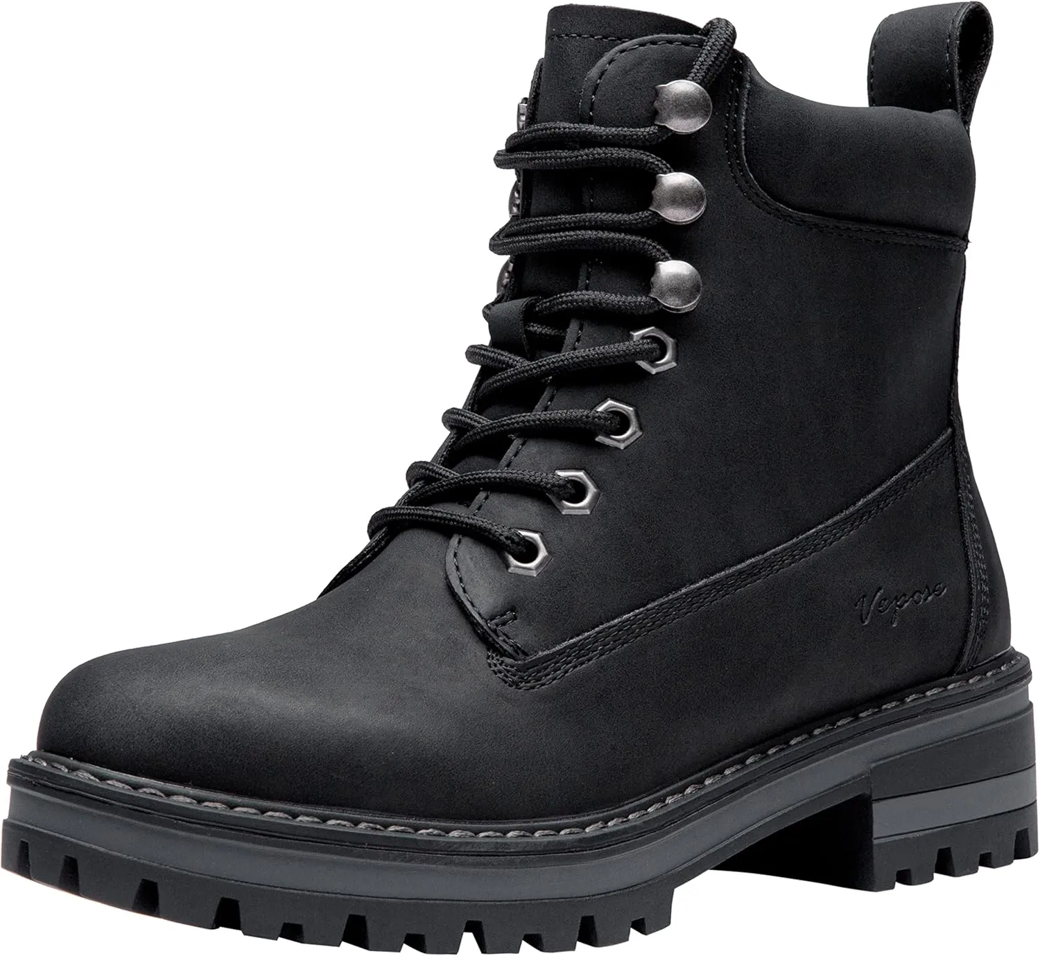Vepose Women's Ankle Boots 9609 Fashion Lace Up Combat Booties for Women 2.0