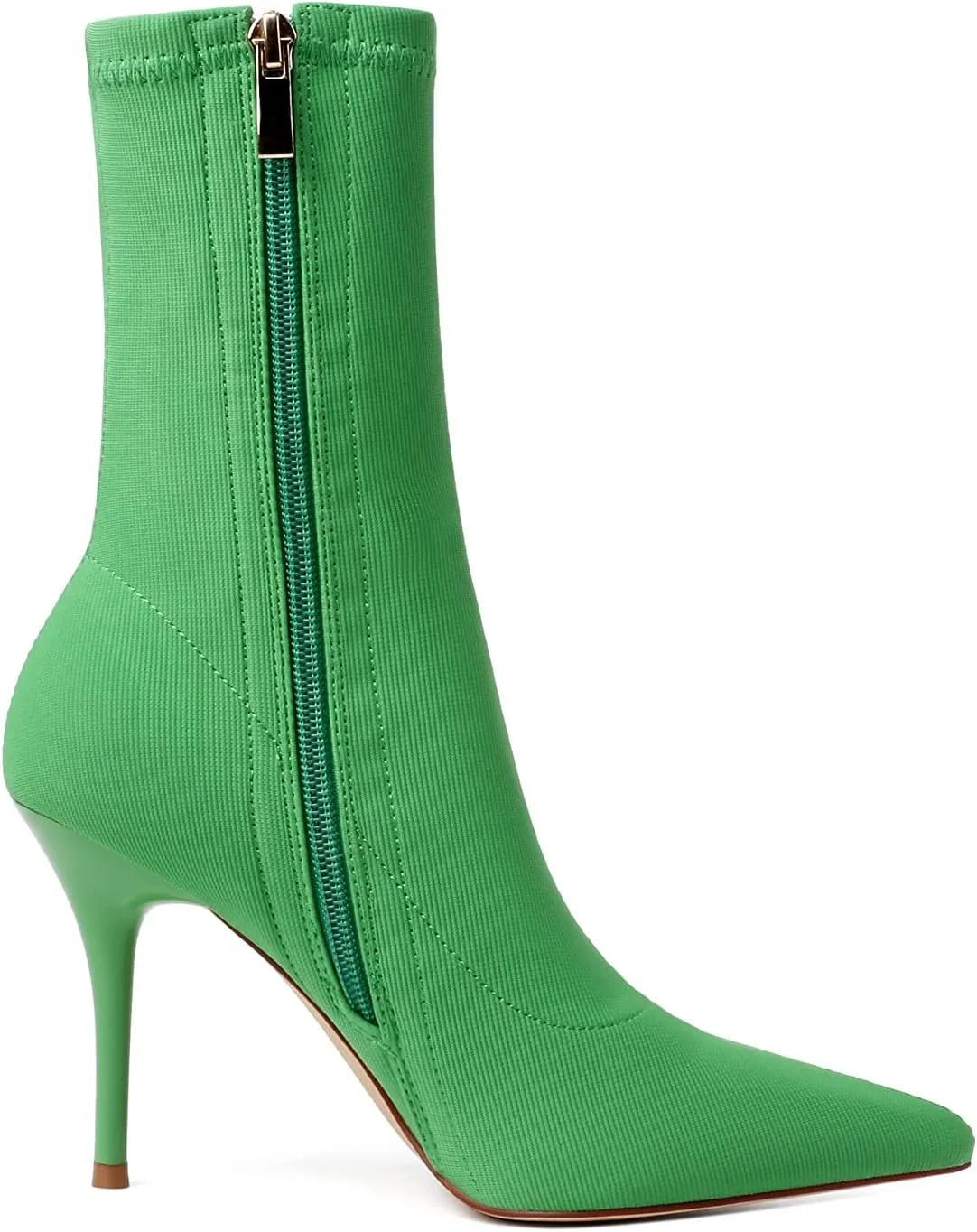vivianly Stretch Pointed Toe Sock Booties Mid-Calf Ankle Boot Stiletto Heel Boots for Women