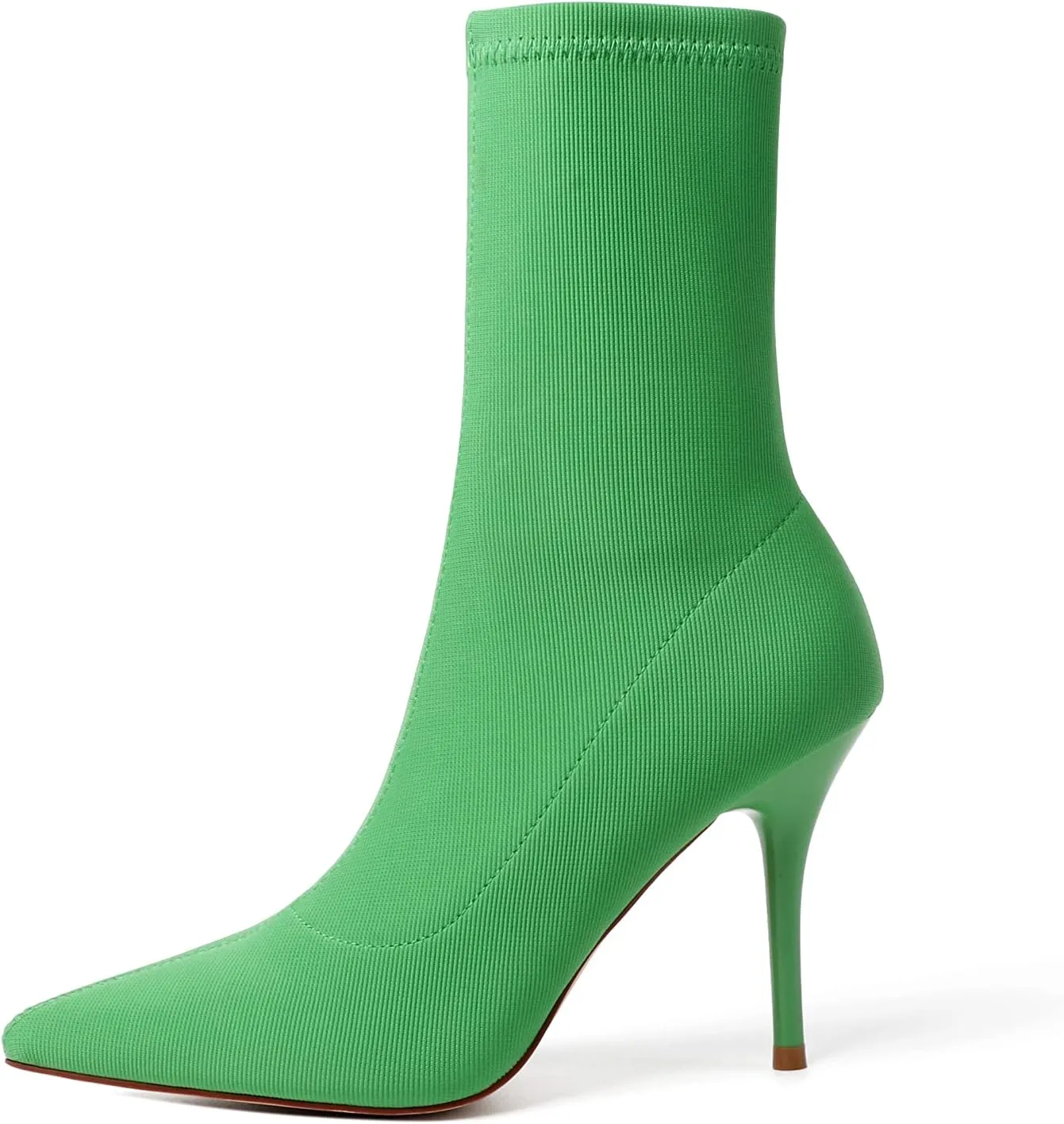 vivianly Stretch Pointed Toe Sock Booties Mid-Calf Ankle Boot Stiletto Heel Boots for Women
