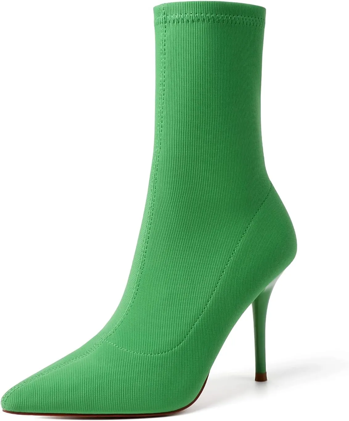vivianly Stretch Pointed Toe Sock Booties Mid-Calf Ankle Boot Stiletto Heel Boots for Women