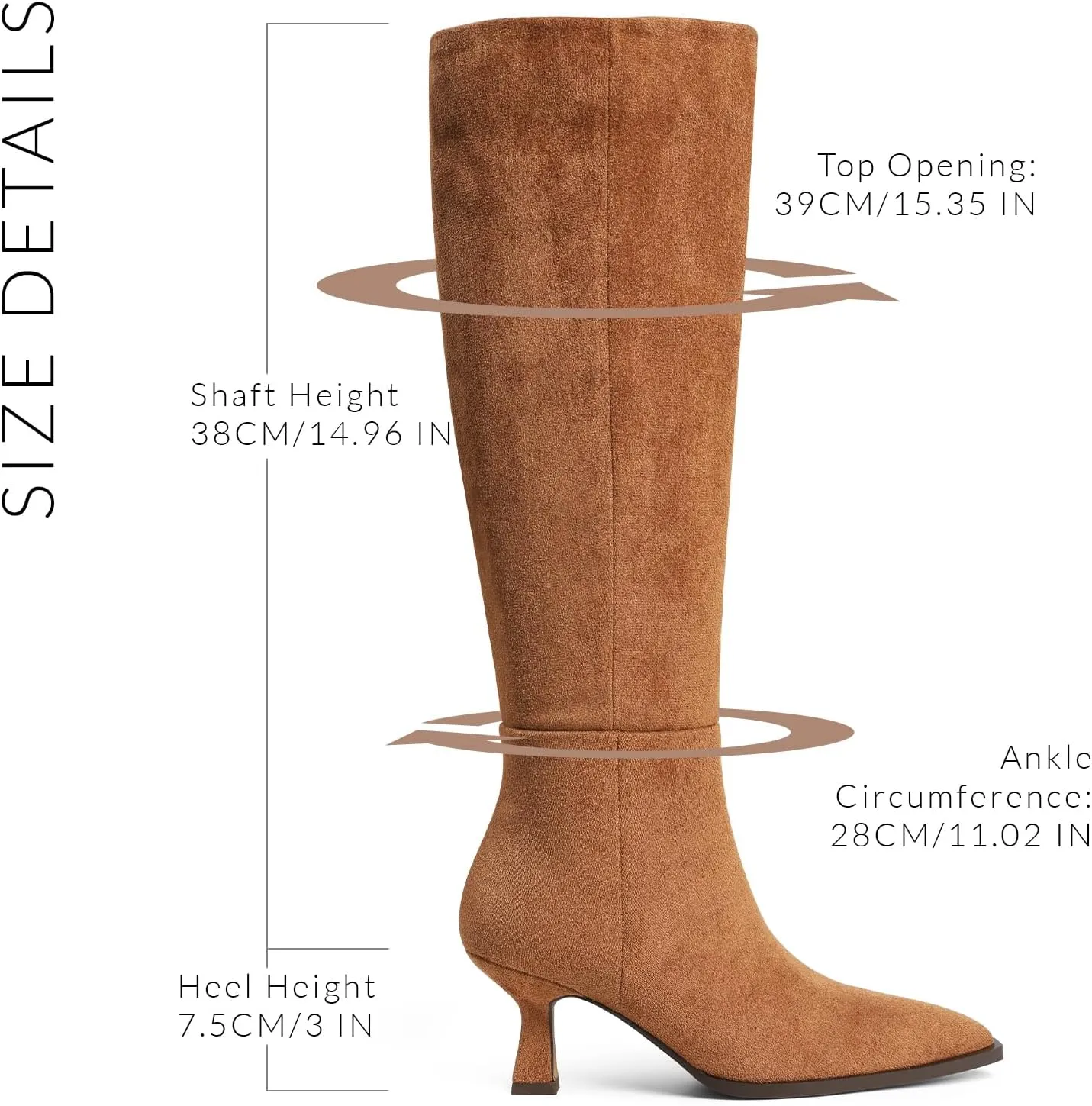 VOMIRA Knee High Boots for Women Black Boots Pointy Toe Kitten Heels Wide Calf Boots 3 In High Heels Long Boots Stiletto Boots Dress Tall Boots