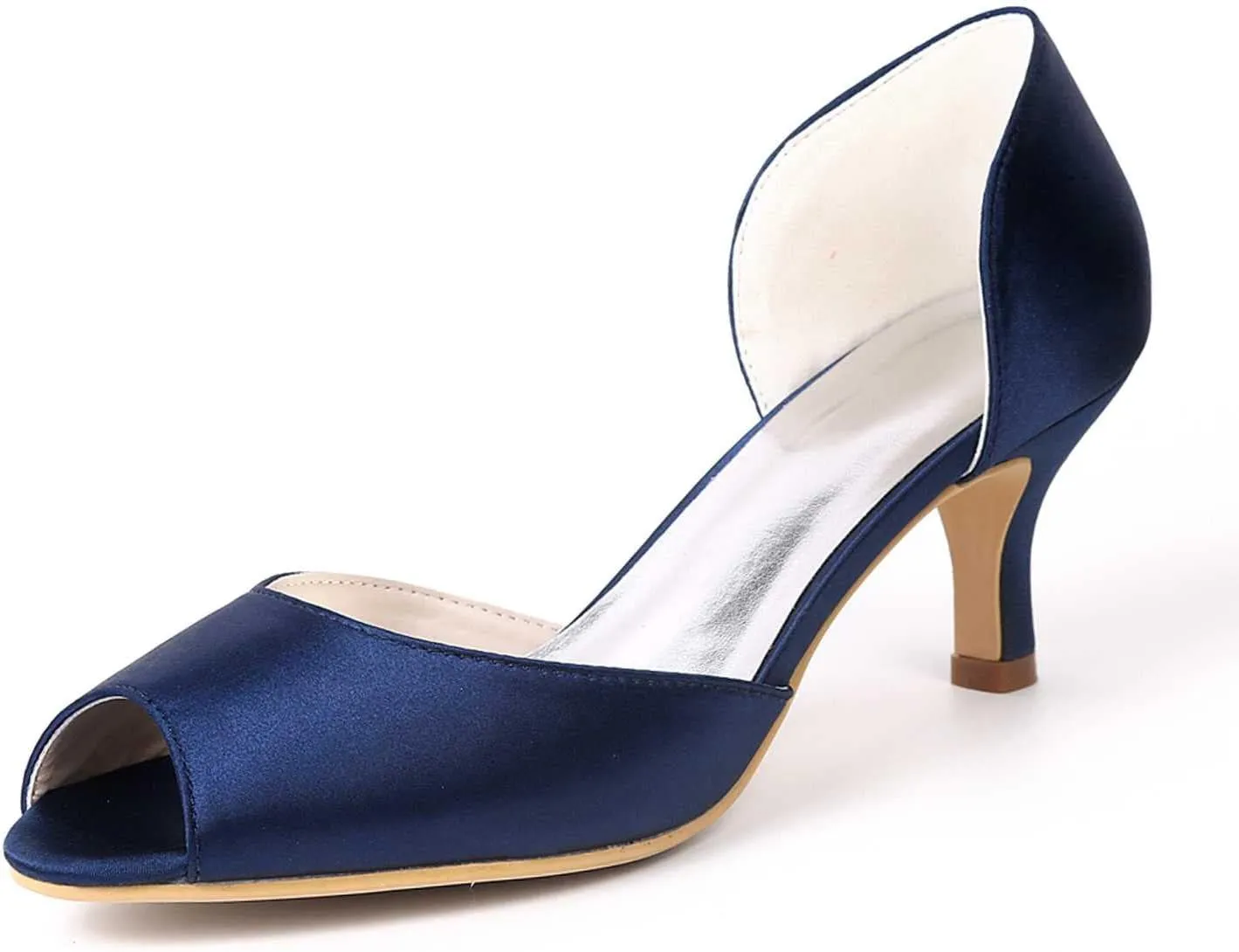 Wedding Heels Peep Toe High Heel Slip-On Satin Bridal Shoes for Women, Perfect for Evening Parties, Proms & Dressy Occasions