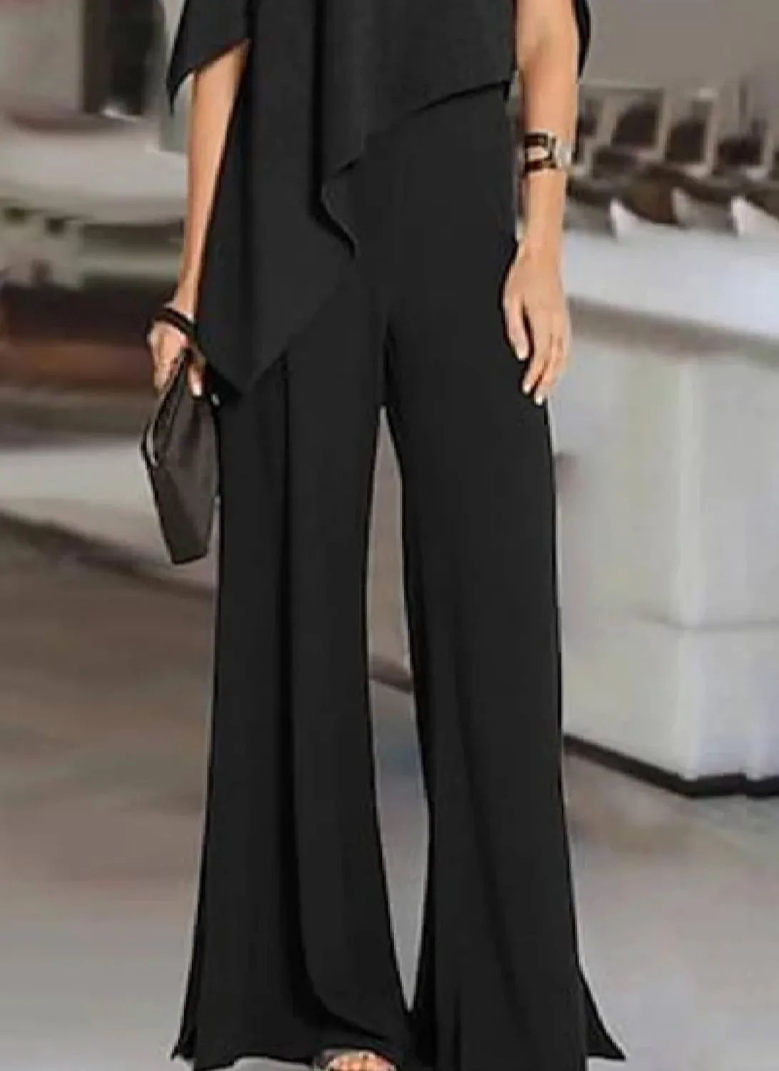 Women's 2025 Elegant Jumpsuits Off Shoulder Short Sleeves Casual Wide Leg Pants Romper Trendy Semi Formal Outfits