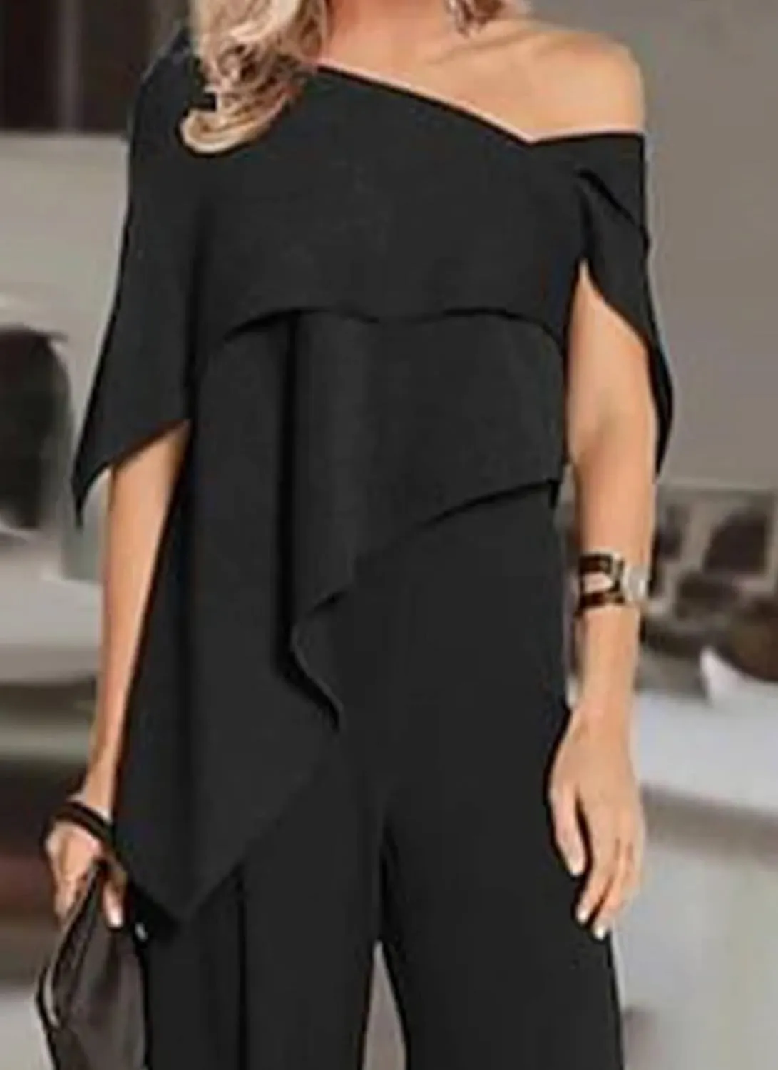 Women's 2025 Elegant Jumpsuits Off Shoulder Short Sleeves Casual Wide Leg Pants Romper Trendy Semi Formal Outfits