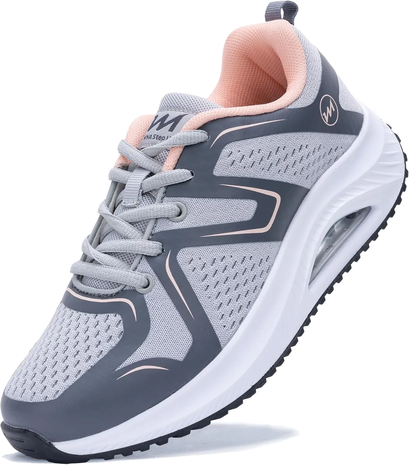 Womens Air Walking Shoes with Arch Support Tennis Orthotic Fashion Sneakers for Plantar Fasciitis Pain Relief GreyPink US 7