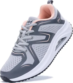 Womens Air Walking Shoes with Arch Support Tennis Orthotic Fashion Sneakers for Plantar Fasciitis Pain Relief GreyPink US 7