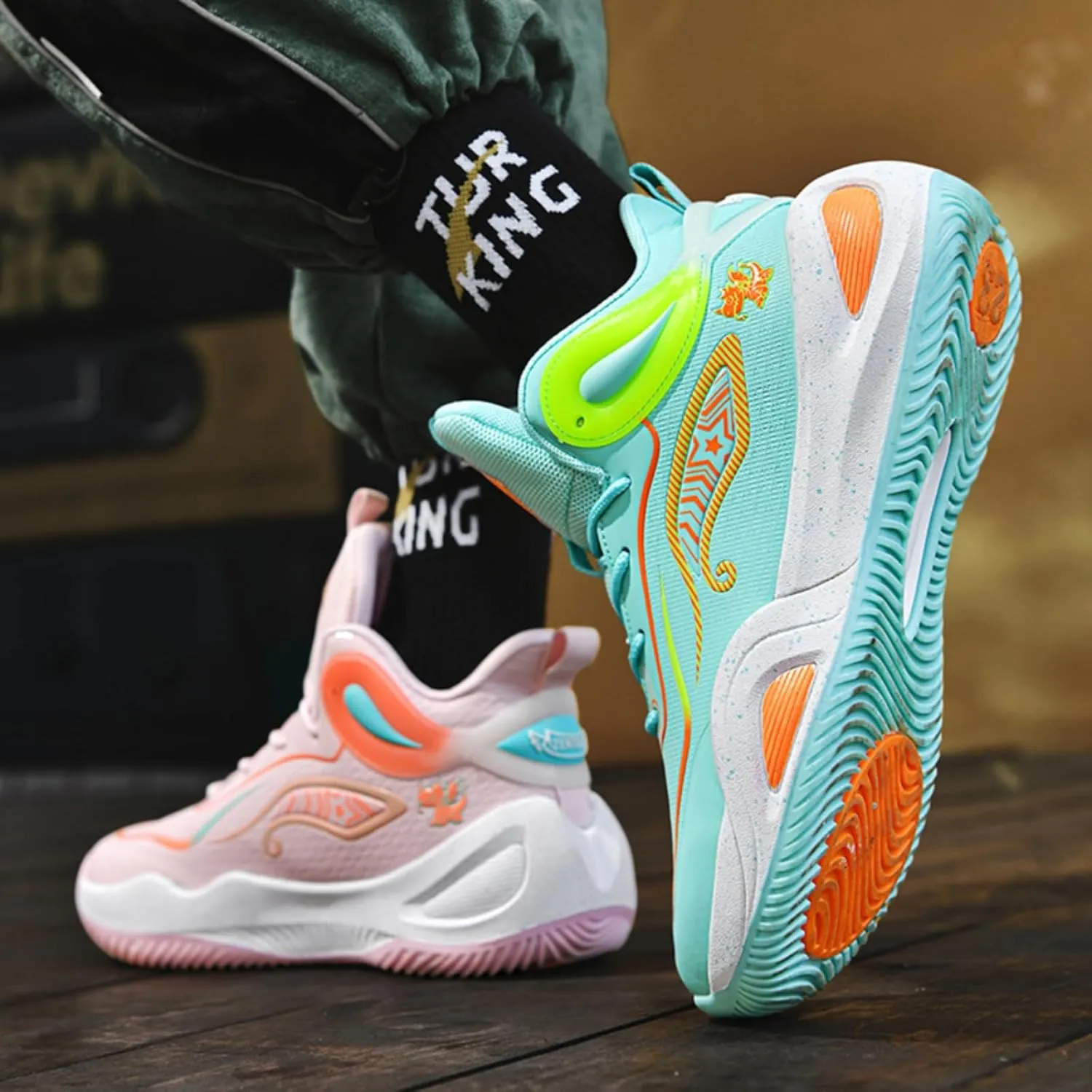 Womens Breathable Mesh Lace Up Basketball Shoes Fashion Lightweight Non-Slip Running Sneakers Soft Sole Athletic Tennis Casual Walking Sport Shoes