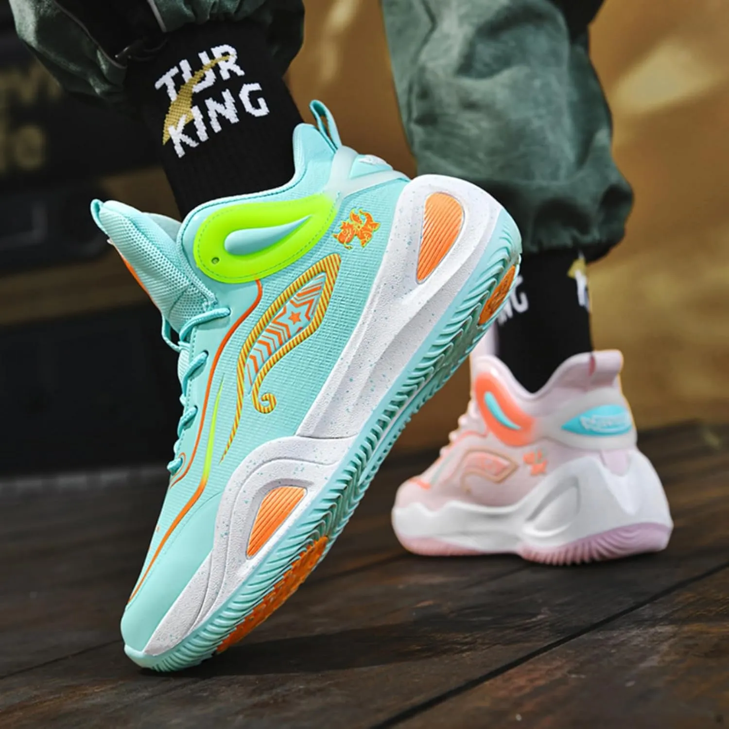 Womens Breathable Mesh Lace Up Basketball Shoes Fashion Lightweight Non-Slip Running Sneakers Soft Sole Athletic Tennis Casual Walking Sport Shoes
