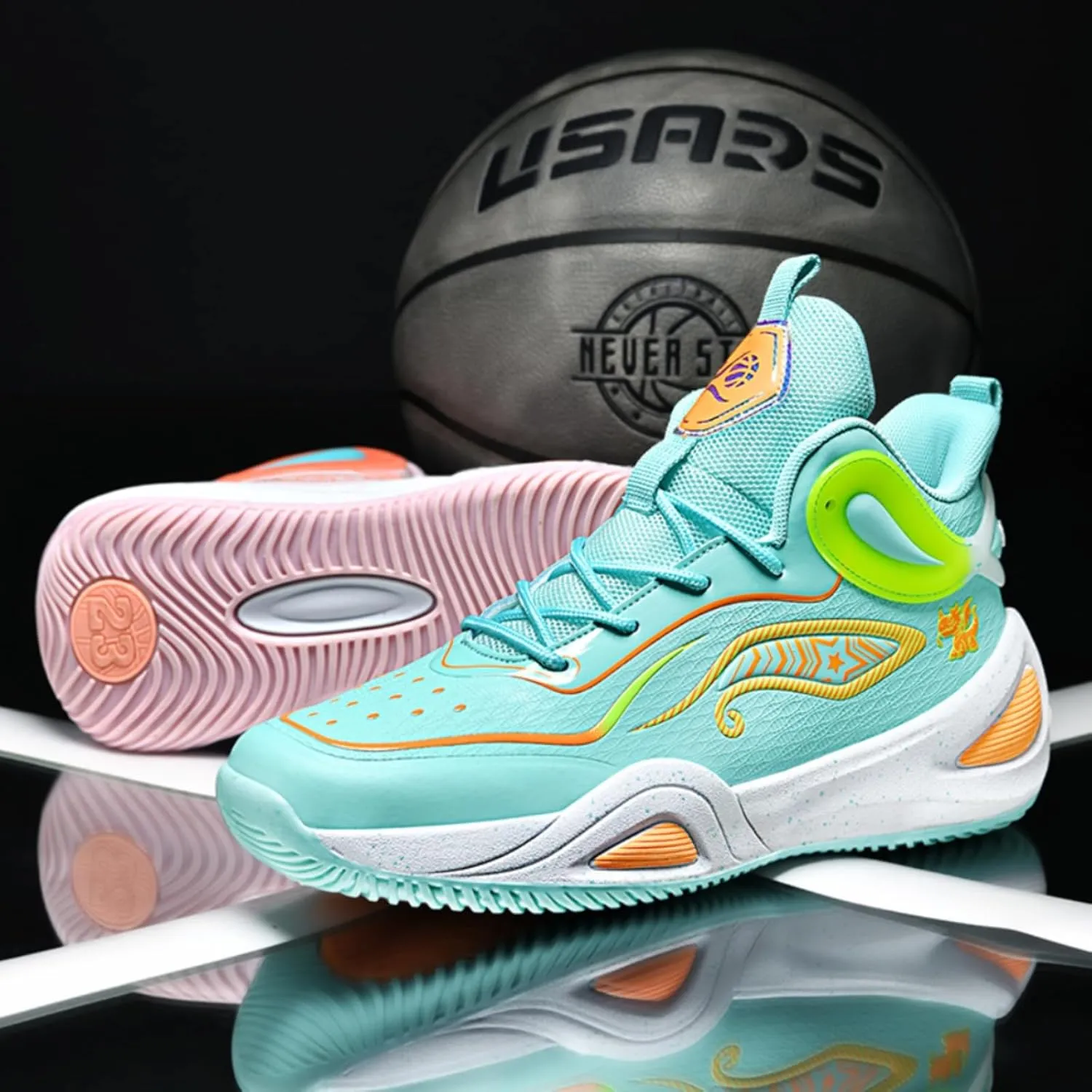 Womens Breathable Mesh Lace Up Basketball Shoes Fashion Lightweight Non-Slip Running Sneakers Soft Sole Athletic Tennis Casual Walking Sport Shoes