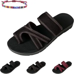 Women's Comfortable Breathable Mesh Flip Flops, Summer Casual Women's Hollow Mesh Slide Sandals, Breathable Mesh Slide Slippers with Loop Toe