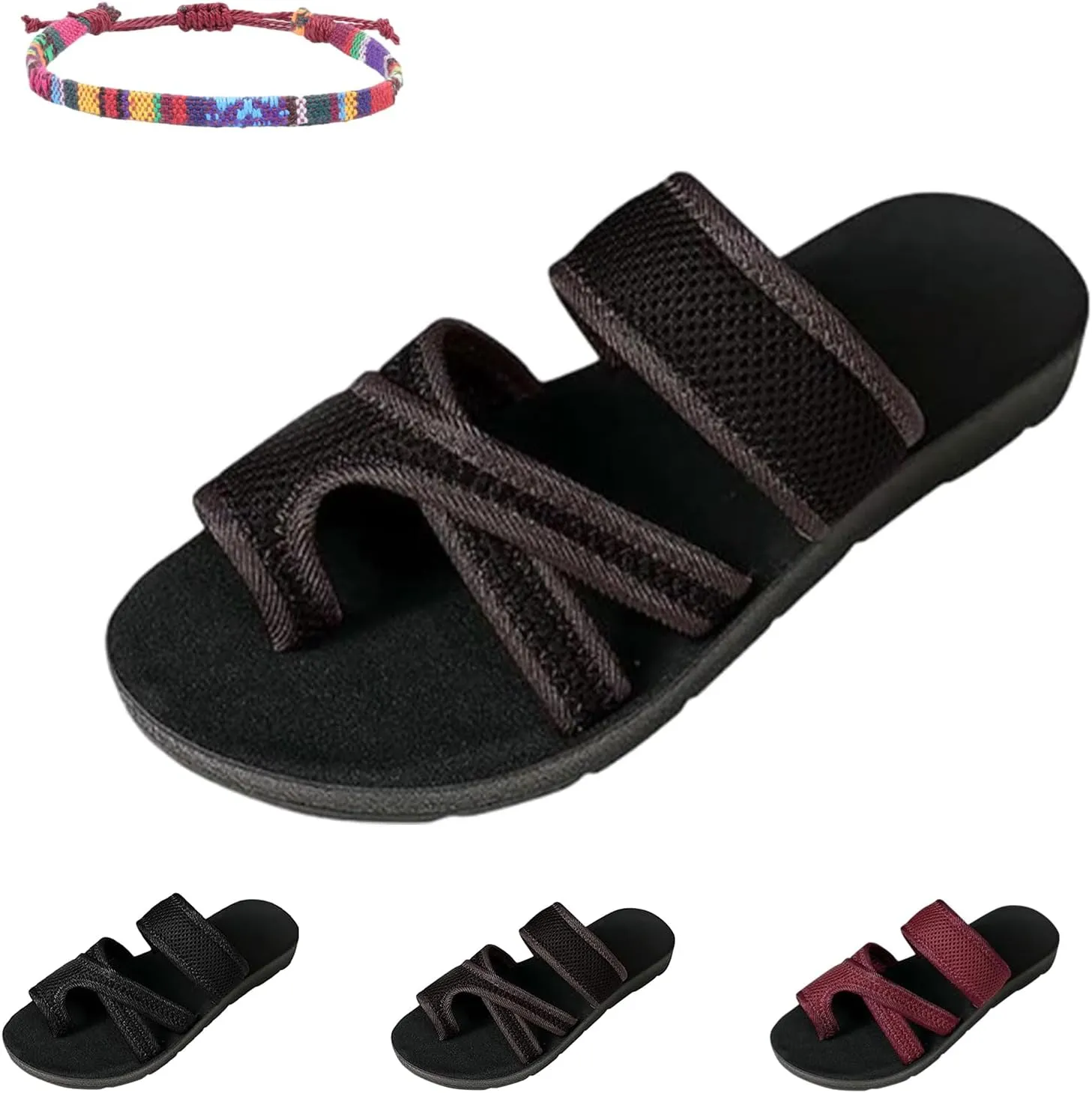Women's Comfortable Breathable Mesh Flip Flops, Summer Casual Women's Hollow Mesh Slide Sandals, Breathable Mesh Slide Slippers with Loop Toe