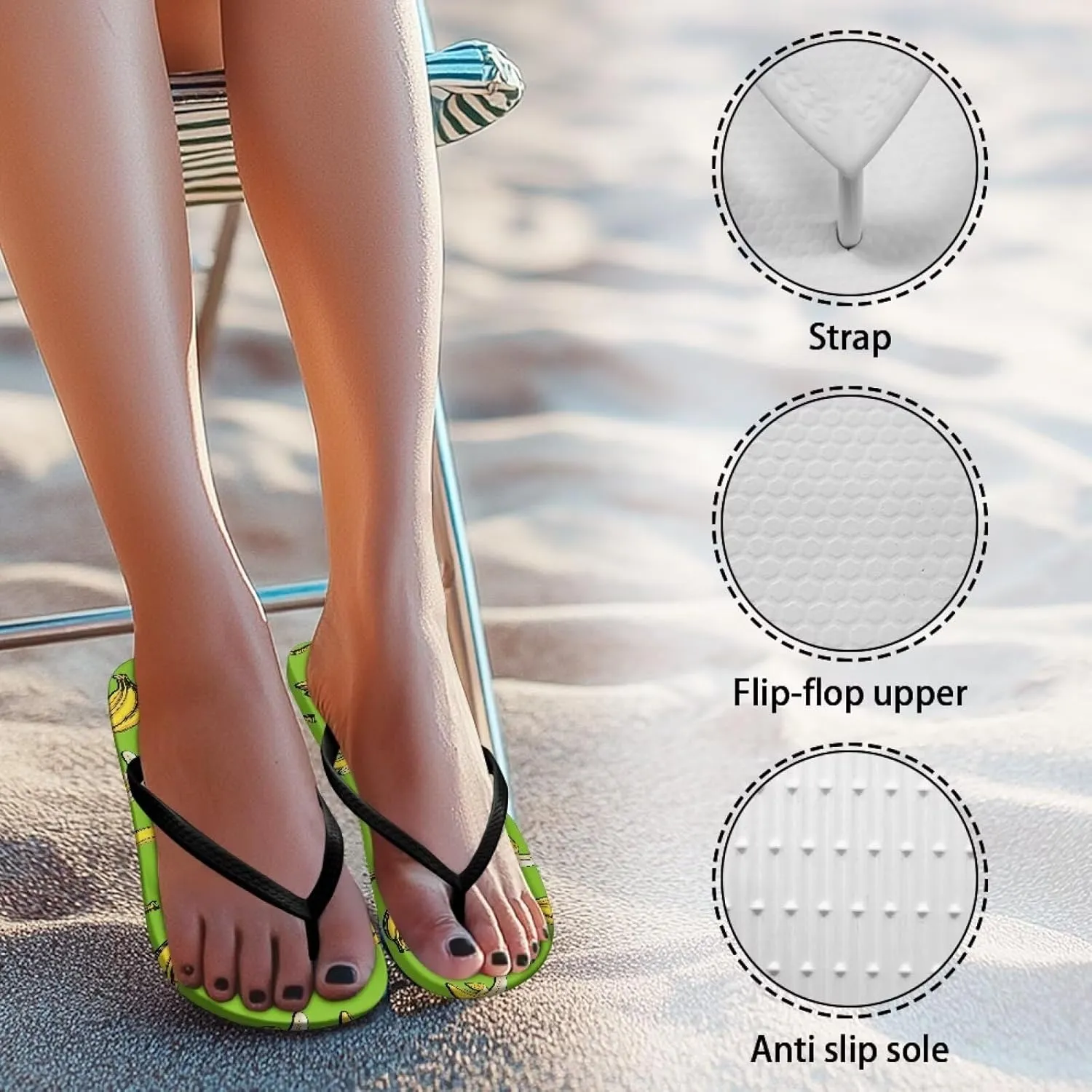 Women’s Flip Flop Summer Slippers Anti Slip Lightweight Soft Summer Slippers Beach Pool Bathroom Flat Slide Shoes