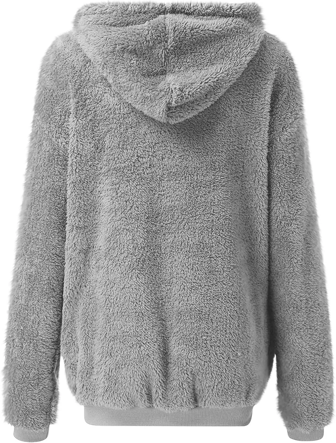 Womens Fuzzy Sherpa Fleece Jacket Zip Up Hooded Oversized Winter Warm Coats Casual Outwear Fall Transitional Fashion