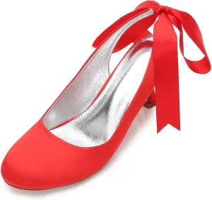 Women's Mary Jane Low Kitten Heel Pumps Closed Toe Slip On Dress Office Work Bridal Wedding Party Shoes