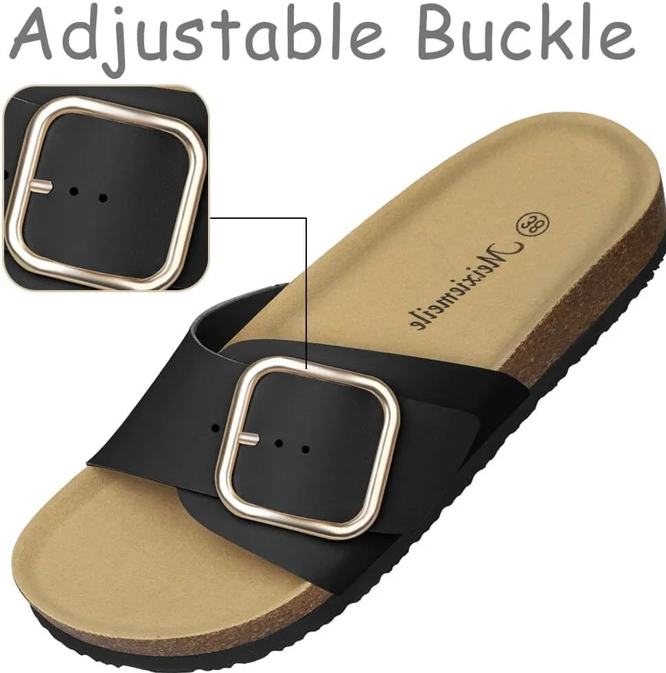 Womens Platform Sandals Big Buckle Sandals for Women Slip On Sandals Womens Sandals Open Toe Leather Adjustable