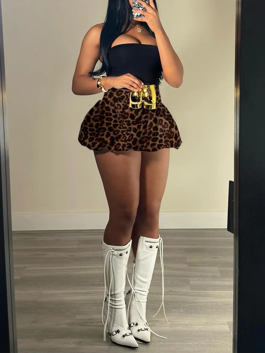 XZLUFNY Women Y2K Bubble Short Skirt Elastic High Waist Pleated Puffy Balloon Mini Skirts