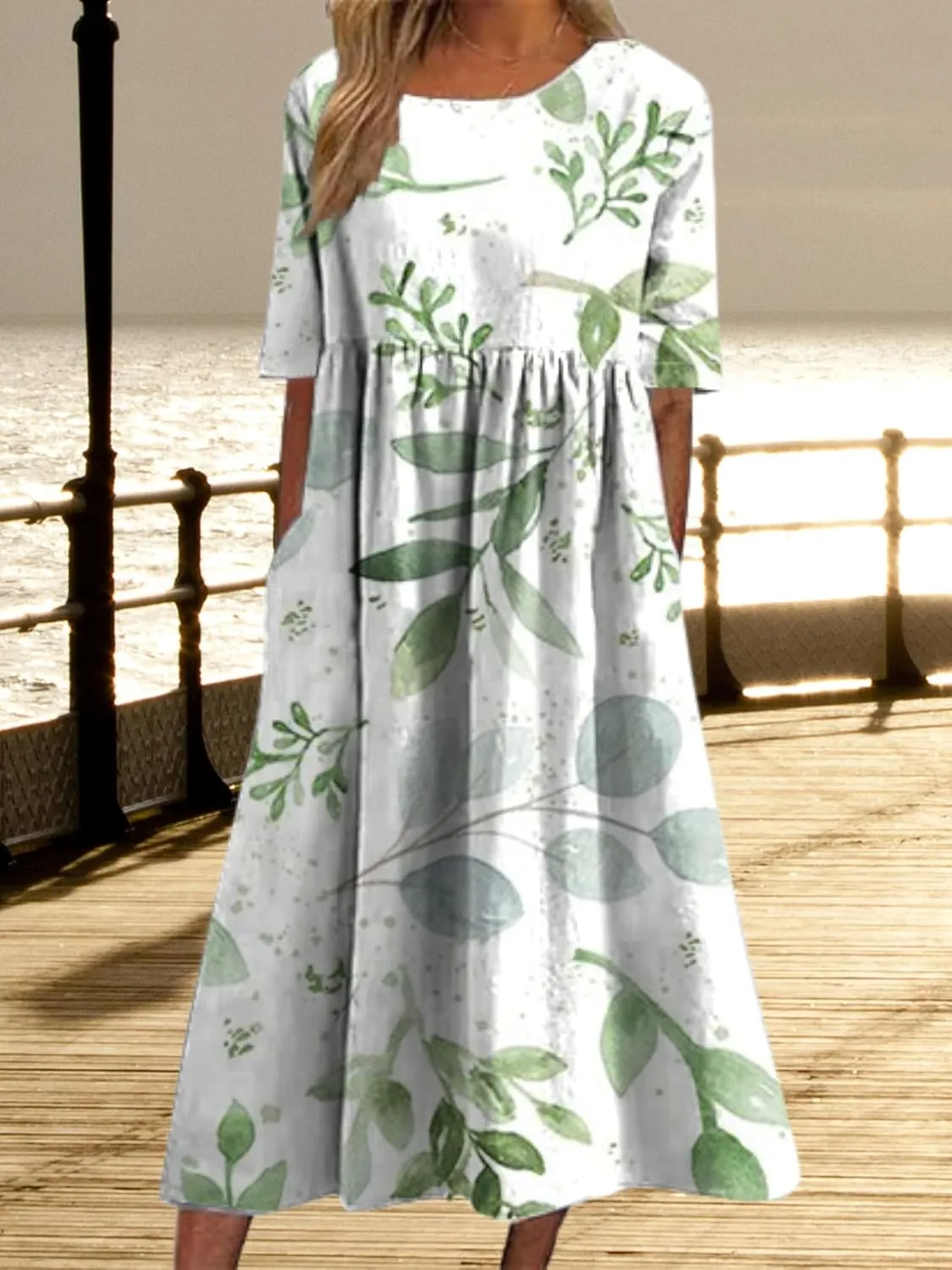 ZOCAVIA Womens Boho Floral Printed Maxi Dresses 2024 Summer Casual Loose Flowy Bohemian Vintage Short Sundresses with Pockets