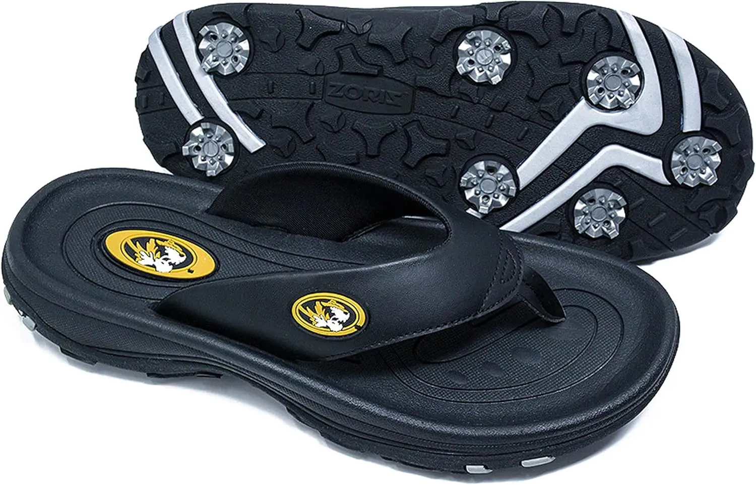 ZORIZ Collegiate Series Golf Sandals for Women and Men, Thong Flip Flops With Removable Spikes, Golf Footwear With Deeper Heel Cup and Higher Sidewalls