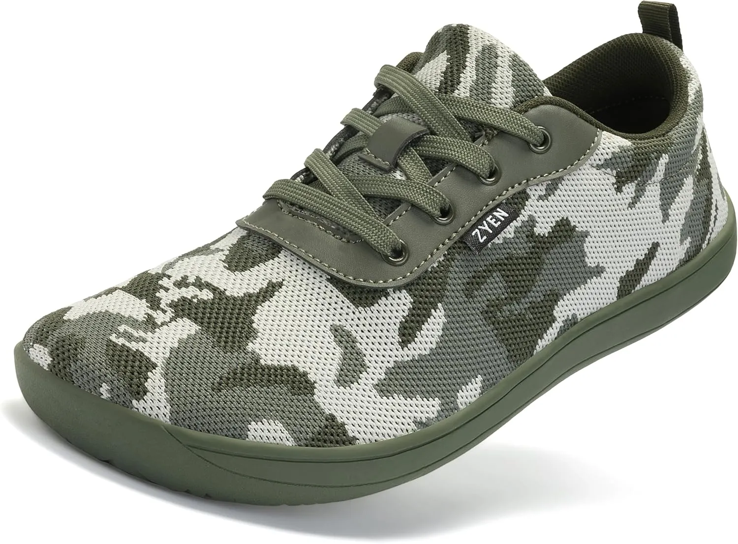 ZYEN Wide Toe Box Barefoot Shoes for Men Camo Walking Shoes Zero Drop Minimalist Sneakers Size 7-14